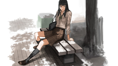 Black eyes anime girls