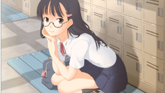 Black eyes hair Anime brown glasses Manga seifuku