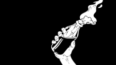 Black fire glass white cocktail hand Molotov