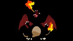 Black fire Pokemon minimalistic charizard shiny pokemon 