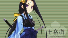 Black hair akechi mitsuhide purple eyes Japanese clothes Oda 