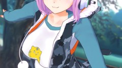 Black headphones plaid drawings jackets outdoors sleeves pink 