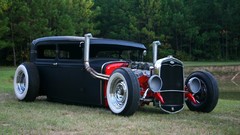Black hot rod old car Rat Rod