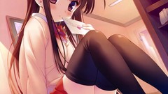 Black love brown letter drawings blush long hair anime girls 