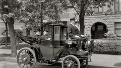 Black old white cars