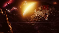 Black outer space Turkish flag