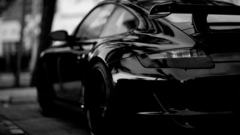 Black Porsche carrera monochrome