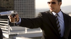 Black The Rock Get Smart Dwayne Johnson suit Desert eagle