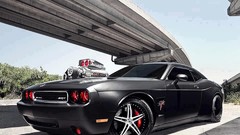 Black tuning Dodge Challenger SRT8 turbo charger big block 