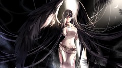 Black wings Anime angels long hair Mabinogi Morrighan Skade