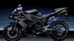 Black yamaha-r1 blue bike