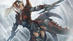 Blade Anime armor long hair anime girls blue eyes Monster 