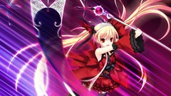 Blade Anime dress red eyes queen long hair anime girls scythe 