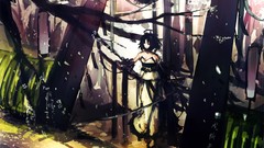 Blade Anime kimono anime girls black hair cherry blossoms 