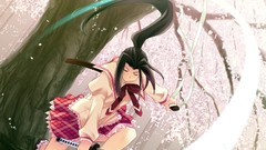 Blade Katana Anime anime girls seifuku black hair Himawari