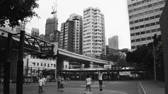 Blocks fields buildings basketball