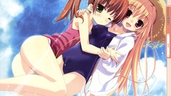 Blondes anime girls green eyes brunettes hagiwara onsen Straw 