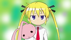 Blondes anime girls school uniforms purple eyes twintails 