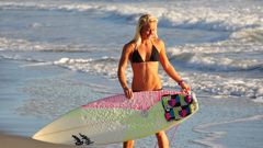 Blondes bikini surfboards pierced