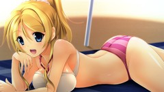 Blondes blue eyes ponytails bikini love live school idol 