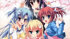 Blondes blush blue hair long hair anime girls black hair saya 