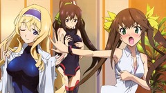 Blondes blush long hair anime girls blue eyes green eyes 