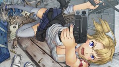 Blondes boobs Guns stockings