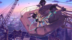 Blondes cityscapes vocaloid buildings