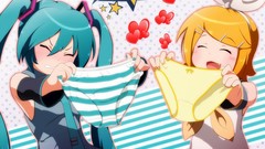 Blondes closed eyes hatsune miku vocaloid kagamine rin panties 