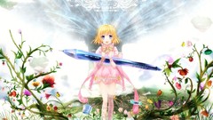 Blondes Flowers blue eyes