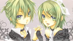 Blondes green eyes short hair vocaloid green hair kagamine len 