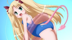 Blondes long hair green eyes astarotte no omocha bare shoulders 