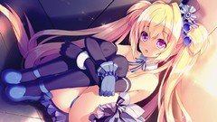Blondes long hair natsume eri game cg purple eyes underwear 