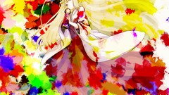 Blondes multicolor long hair anime girls brown eyes animal ears 