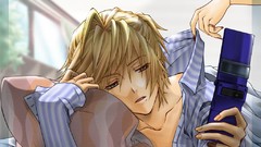 Blondes pajamas blue eyes vocaloid kagamine len