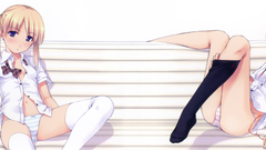 Blondes panties stockings open