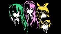 Blondes pink hair hatsune miku vocaloid megurine luka green 