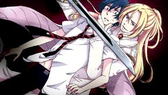 Blondes school uniforms blue