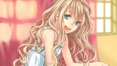 Blondes smiling long hair blue eyes sundress