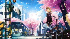 Blondes stockings Bicycles school