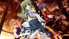 Blondes sunset touhou leaves