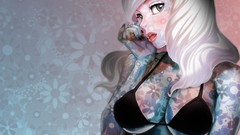 Blondes tattoos bra minimalistic artwork alt girls