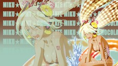 Blondes tattoos long hair hatsune miku vocaloid wink bikini 