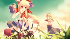 Blondes touhou horns long