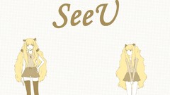 Blondes vocaloid twintails Simple Background SeeU