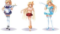 Blondes waitress thigh highs