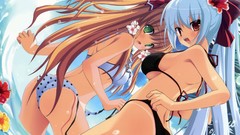 Blondes water clouds bikini