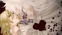 Blondes white Flowers Ribbons