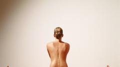 Blondes woman ass yoga