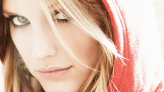 Blondes woman close-up blue